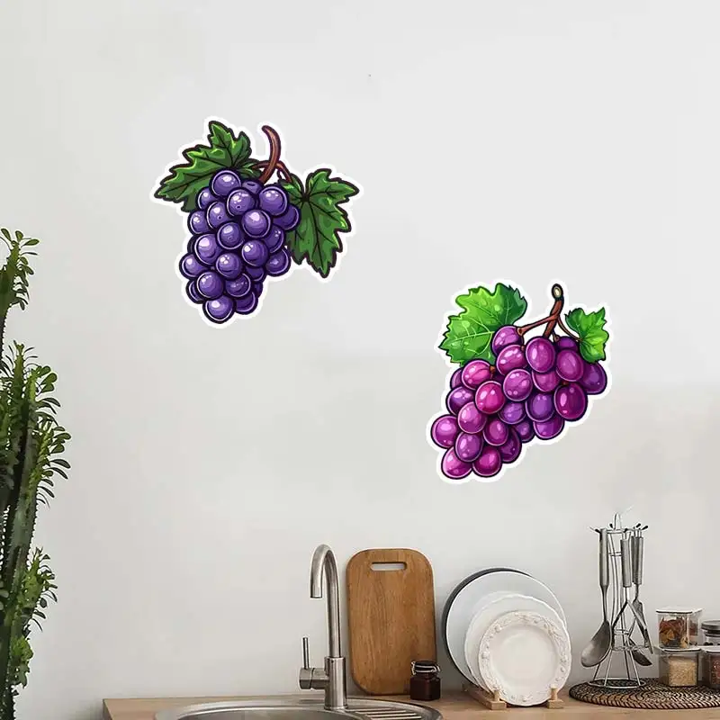 Funny Grapes Fruit Stickers Restaurant Decor Living Room Cabinet Refrigerator Home Decoration Decals Stickers S408