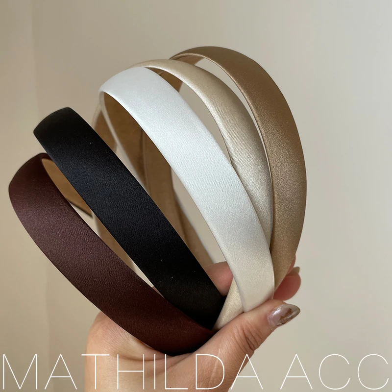 French style fine edge hairband with fashionable and Satin Silk Farbic Hair Bands Solid color retro gentle silk headband