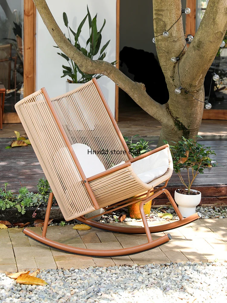 Rocking chair Adult recliner Garden lunch break chair New Chinese outdoor balcony Leisure lazy sofa Rocking chair