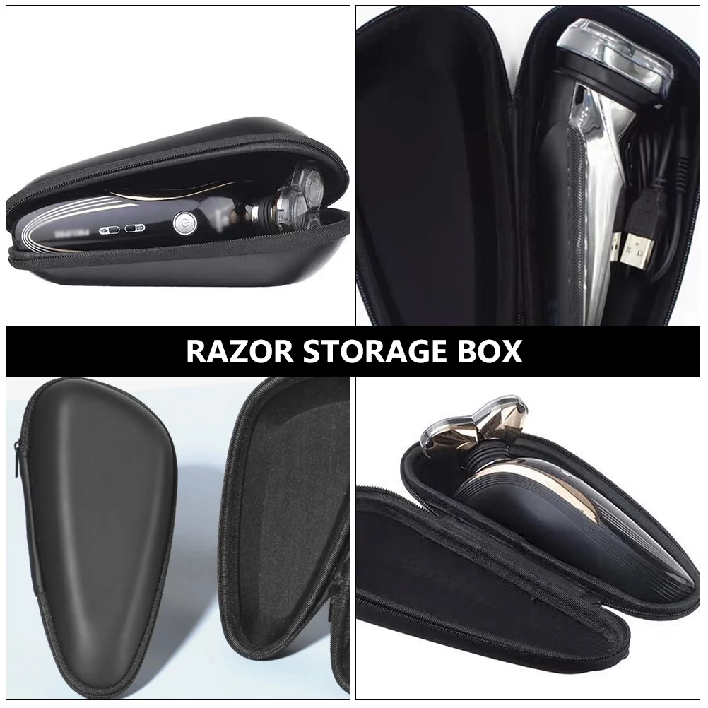 2 قطعة صندوق تخزين ماكينة الحلاقة اللحية Pu Eva حافظة سفر مقاومة للصدمات ماكينة حلاقة محمولة منظم حاوية الحلاقة للرجال التهيأ #4