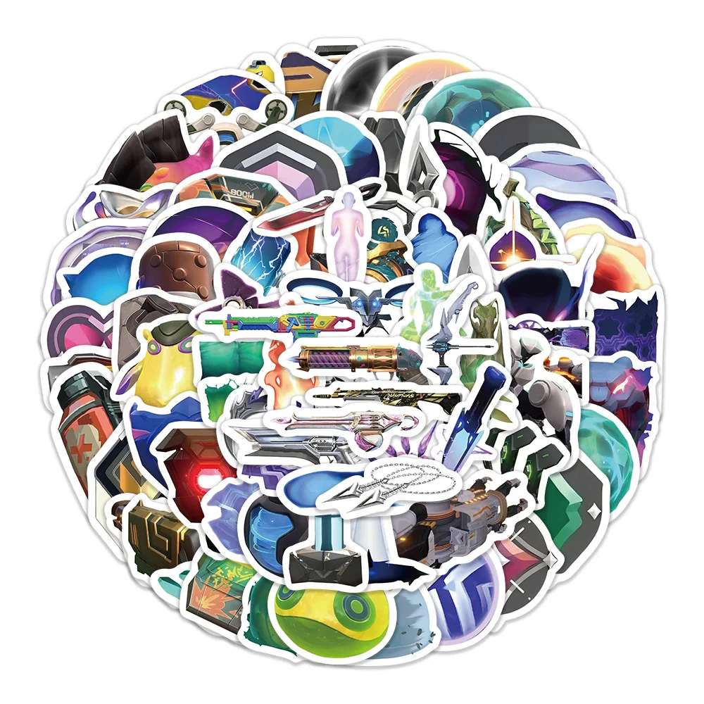 

10/50/100PCS Hot Game VALORANT Skills Fun Graffiti Stickers Creative Decoration DIY Mobile Case Pencil Box Scooter Stickers Toy