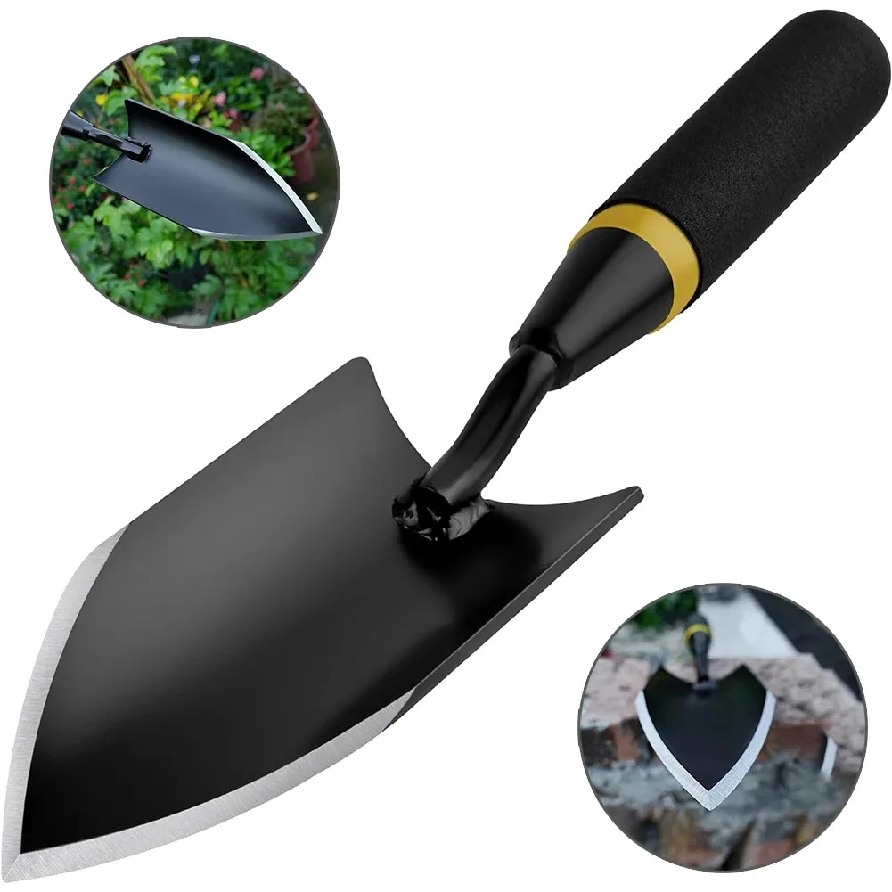 Garden Shovel - Unbendable Garden Trowel with Ergonomic Rubber Handle, Super Hard Soil Digging Tool