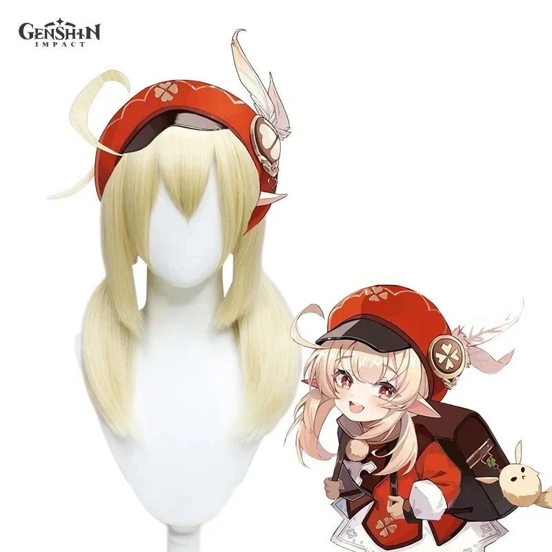 

Game Genshin Impact Klee Cosplay Wig Two-ponytailed Carnival Role PlayParty Outfits Heat Resistant Wigs Halloween New Arrival