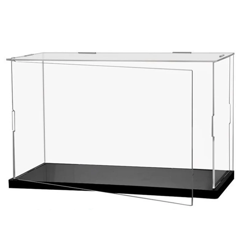 Black Base Acrylic Display Case with Door for Collectibles Figures Car Toys,Assemble Box Countertop Organizer Dustproof Showcase