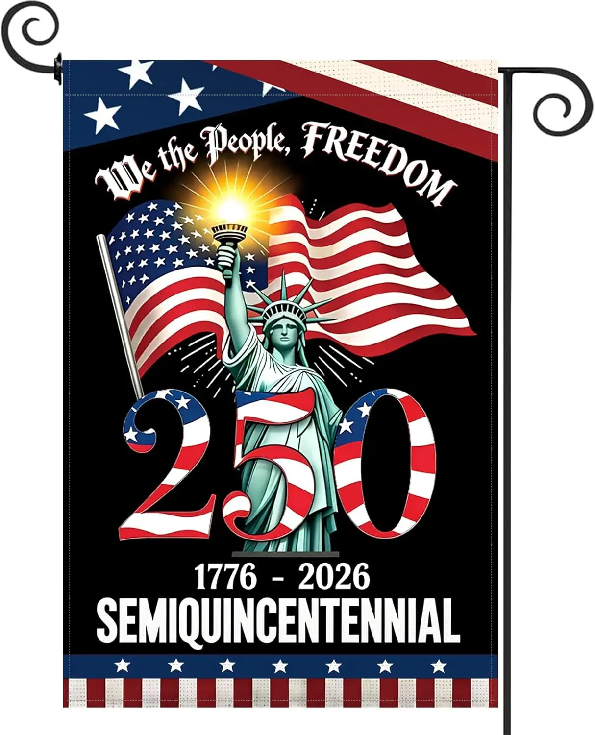 250 Years America Garden Flag, 250th Anniversary USA Patriotic 4th of July Double-Sided Waterproof Banner with Freedom Yard  IIC