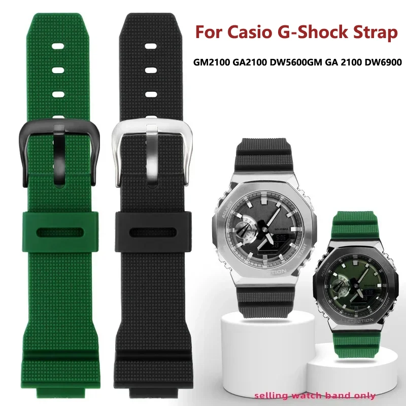 Silicone Rubber Watch strap For Casio G-Shock GM2100 GA2100 DW5600GM GA 2100 DW6900 Wristband Watch Accessories Band 16mm