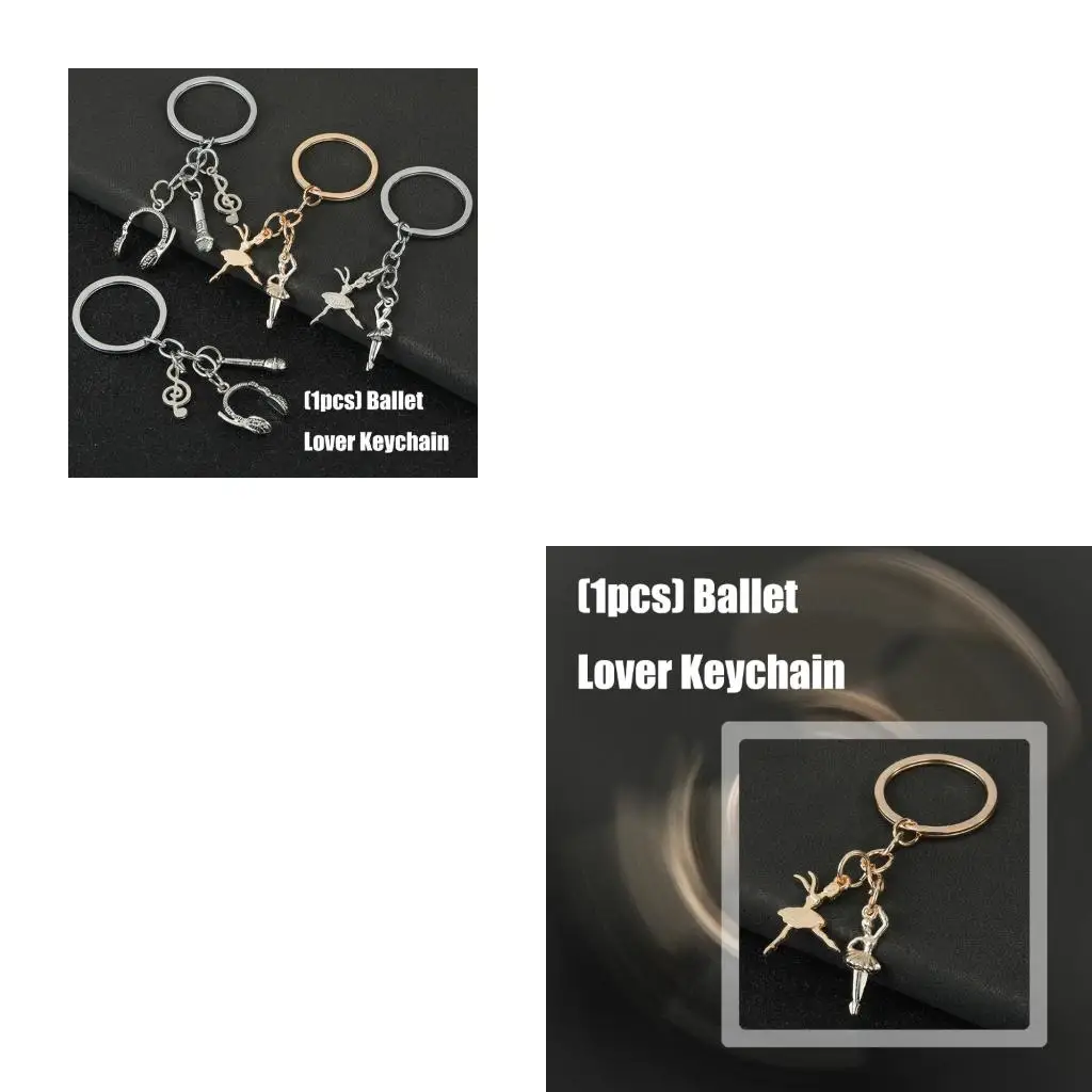 Miniature Ballet Shoe Keychain With Music Note Charm Lightweight Alloy Accessory Gift