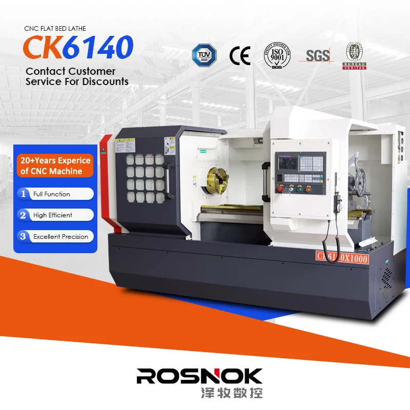 China Precision 2 Axis CK6140 Automatic Siemens Fanuc Horizontal Flat Bed Price Metal Turning Work CNC Lathes Machine For Metal