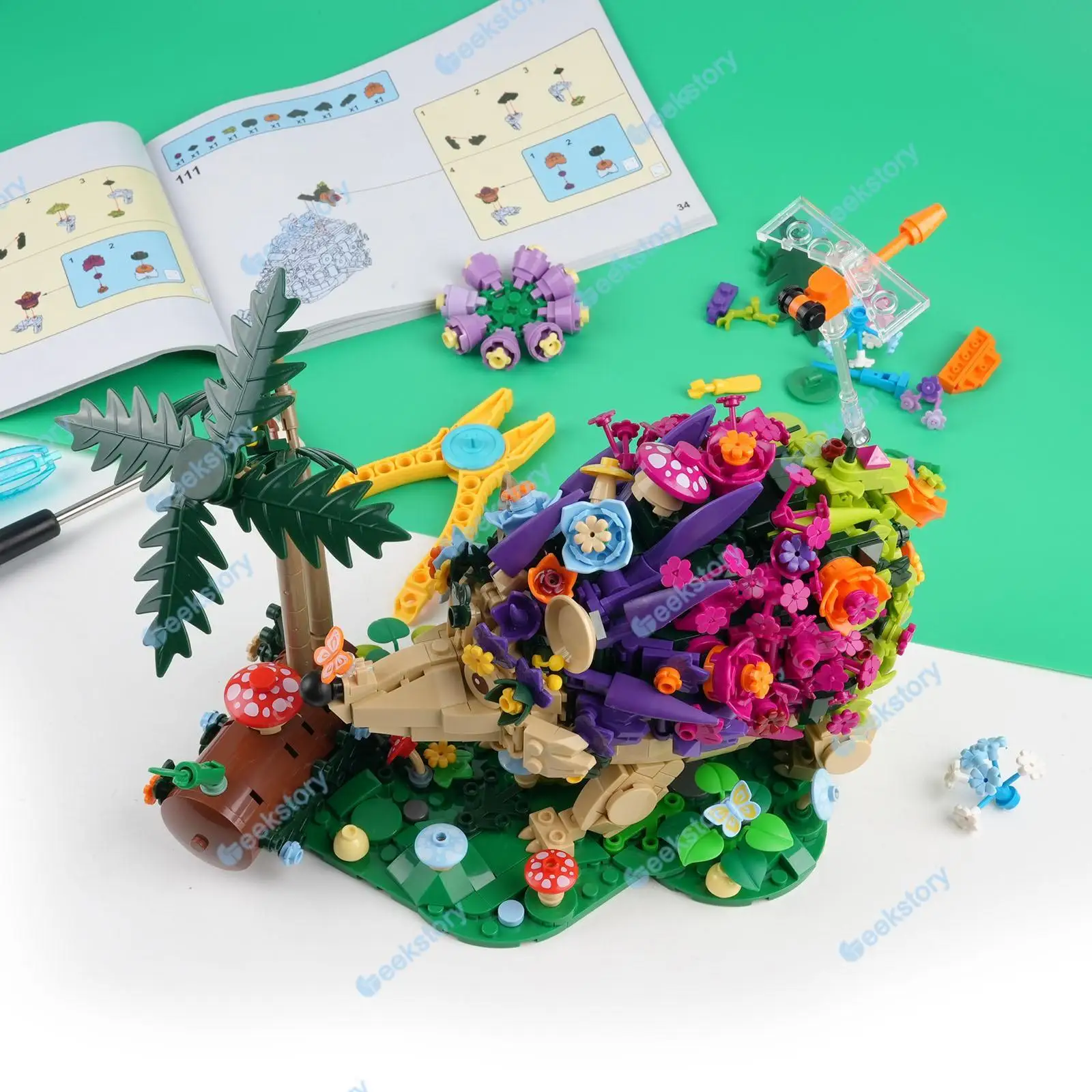 

Creative 988pcs Hedgehog Flower Foraging MOC Building Blocks Set Assembly 6018 Ornaments Model Bricks DIY Toys Kids Gifts