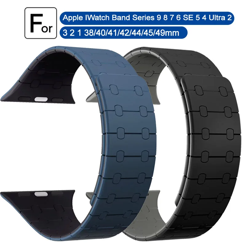Pasek magnetyczny do Apple Watch Band Ultra 2 49mm 46mm 45mm 44mm 40 42mm 41mm Silikonowa bransoletka do iWatch Series 10 9 8 7 6 Band