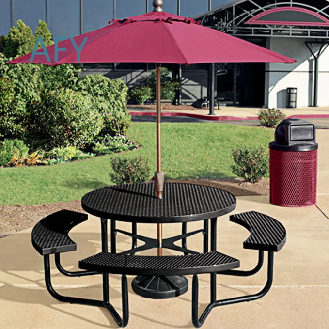 Outdoor Thermoplastic Picnic Set for Garden Shade Umbrella Hole Mesh Modular Table Portable Folding Patio Dining Set