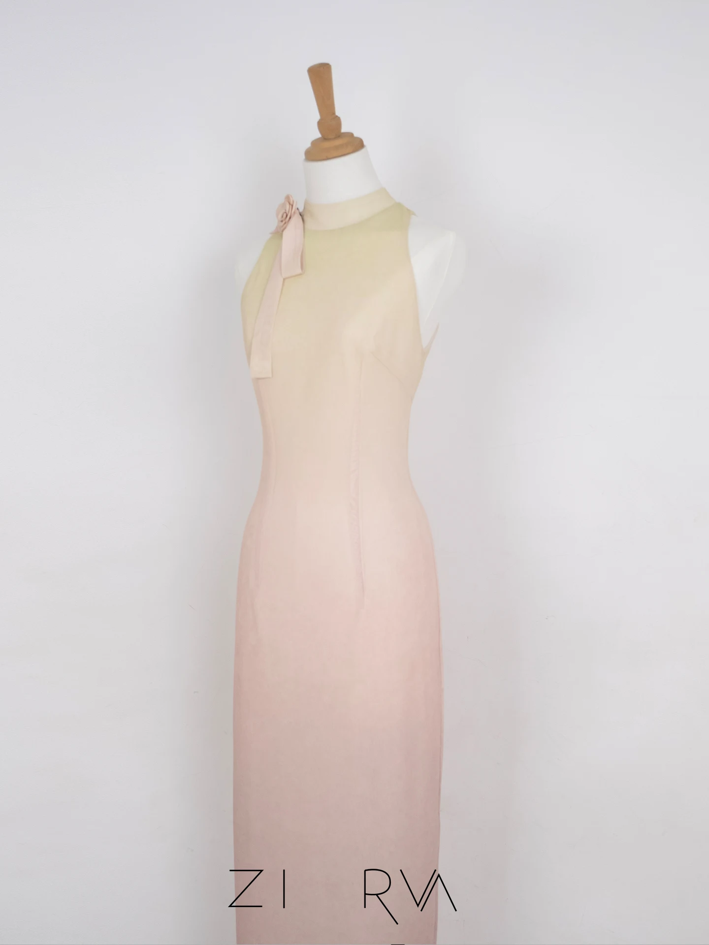 

Zhirun Brand 25SS Tea Rose Dyed Gradient Pink Tea Rose Improved Breathable Long Skirt Casual Wear Polyeste...