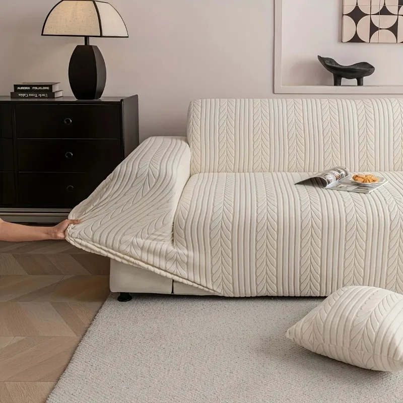 Jacquard Stretch Sofa Cover 1/2/3/4 Seater Elastic Slipcover Pet Anti-Scratch Dustproof Anti-Slip Full Wrap Cover Sofa Protector