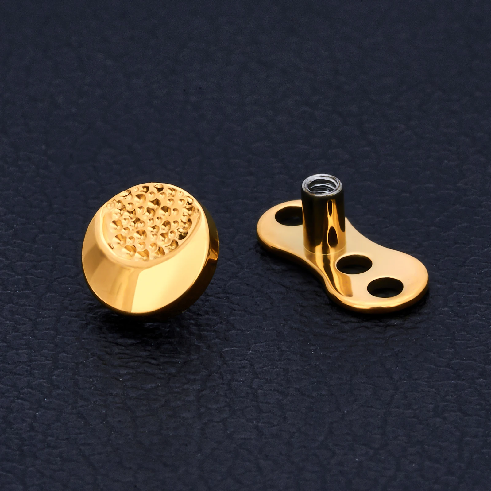 Implant Grade G23 ASTM Titanium 16G Internal Thread Soccer Dermal Anchor Tops and 3 Hole Base Microdermals Piercing Jewelry