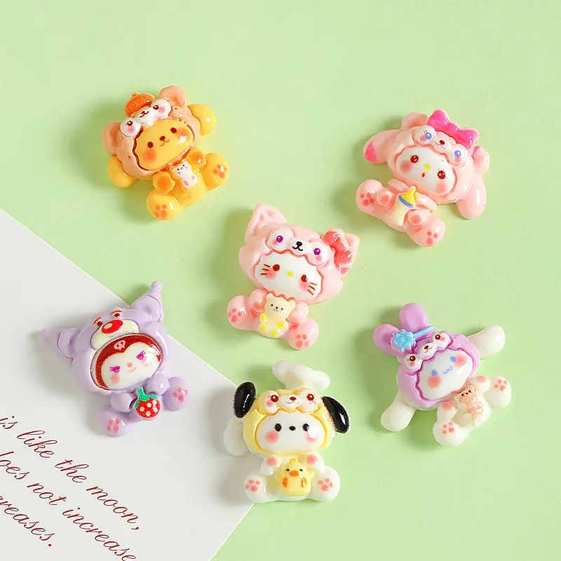 

18/20PCS Cute Sanrio Cream Gel DIY Handmade Phone Case Hair Clip Hole Shoes Key Chain Resin Small Accessories