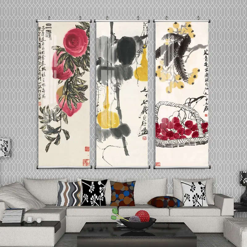 Zen Abstract Traditional Chinese Style Qi Baishi Wall Art Canvas Painting Poster Picture Print For Office Living Room Home Décor