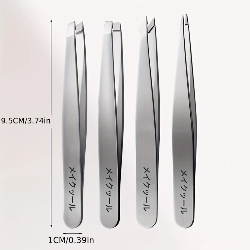 Stainless Steel Precision Tweezers For Eyebrow Hair Facial Hair Removal Splinter Blackhead Slant Tip Angle Tip Pointed Tip