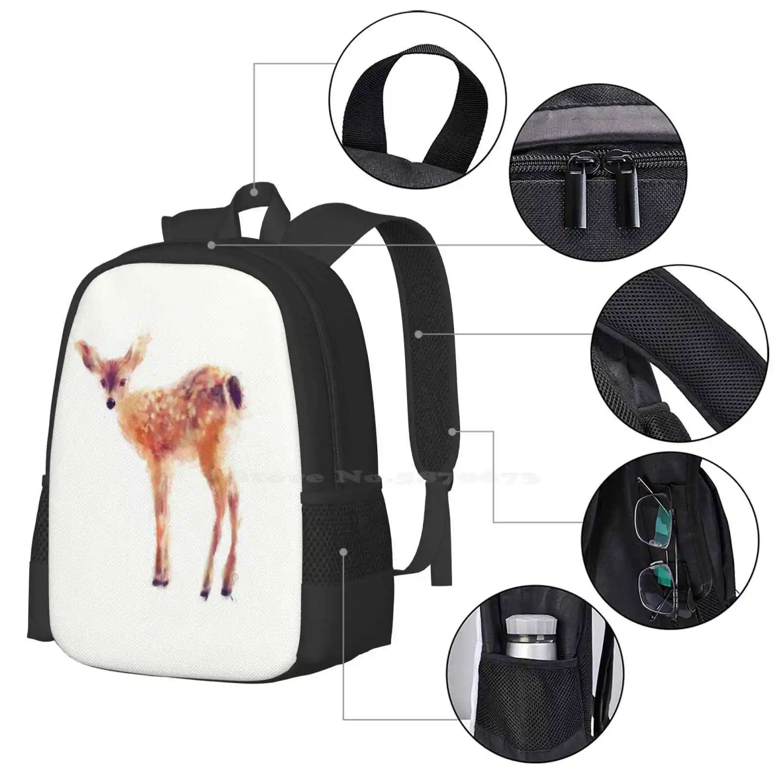 Fawn Hot Sale Backpack Fashion Bags Fawn Deer Doe Baby Nature Animals Wildlife Wilderness Fauna Forest Woodland Creature Amy