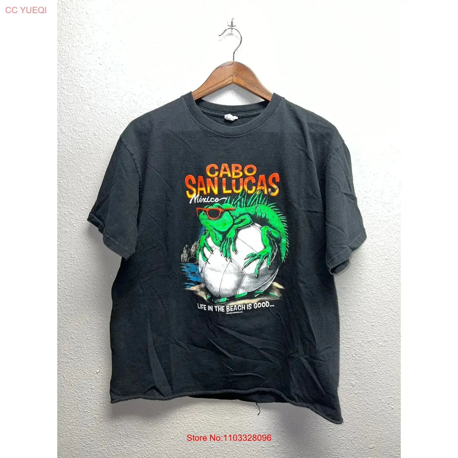Camiseta Vintage Cabo San Lucas Tequila Beach Lizard, Talla Mediana, Estilo Vintage Lavado, para Uso Diario, Ropa Casual y Urbana, Elegante