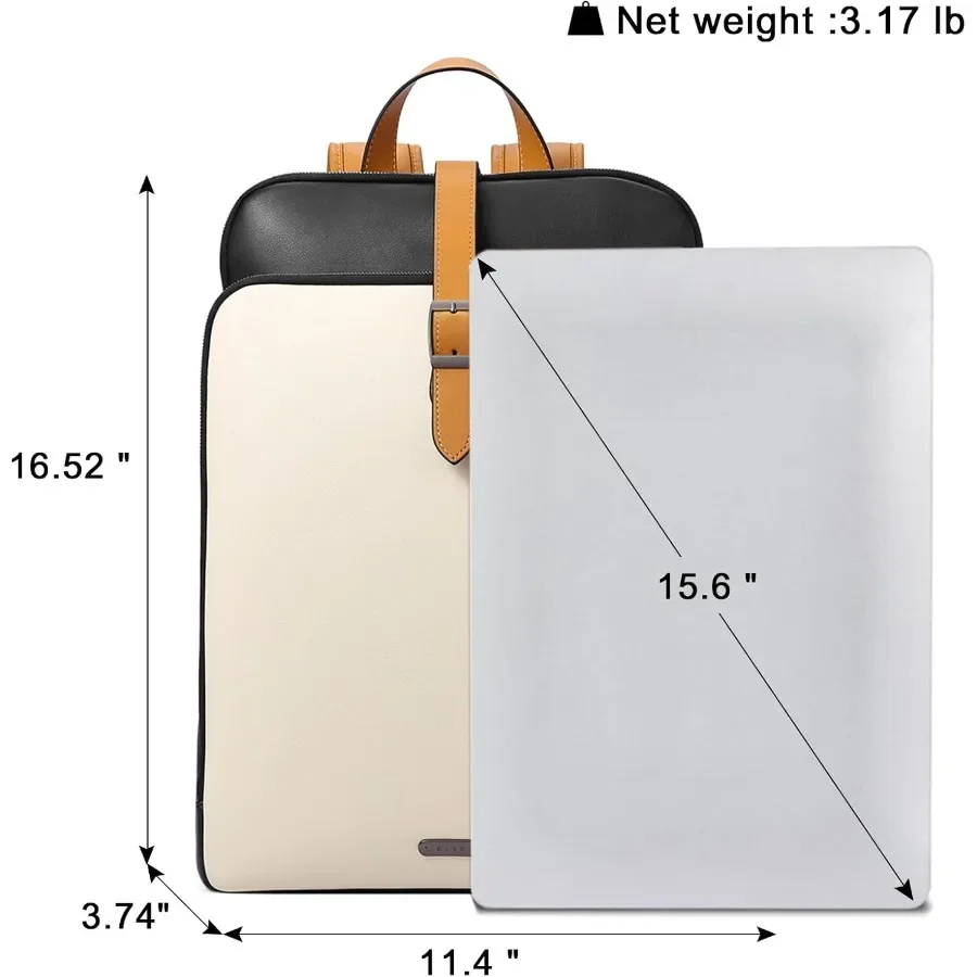 حقيبة ظهر جلدية من CLUCI للنساء مقاس 15.6 بوصة حقيبة كمبيوتر محمول كبيرة حقيبة ظهر أصلية للعمل للسفر مرة أخرى #4