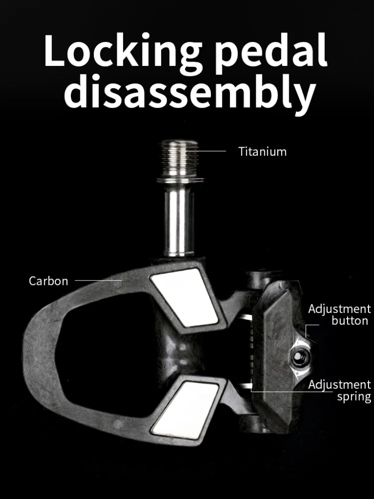 AliExpress NONE New KINAN Bicycle Locking Pedal About 198G 94x69MM Carbon Fiber Body Titanium Alloy Golden Axis With Tools For Road Bicycles