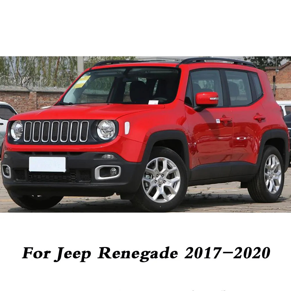 For Jeep Renegade 2017 2018 2019 2020 ABS Chrome Car Front Vent Frame Plate Trim Racing Grid Grill Grille Hoods Panel Part 2pcs - view 6