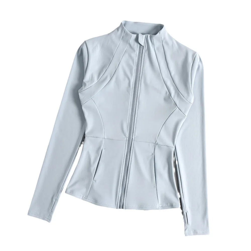 Quick Dry Stand Up Collar Fitness Jacket For Women Slim-Fit Zipper Yoga Jacket Long Sleeve Breathable Running Sports Top