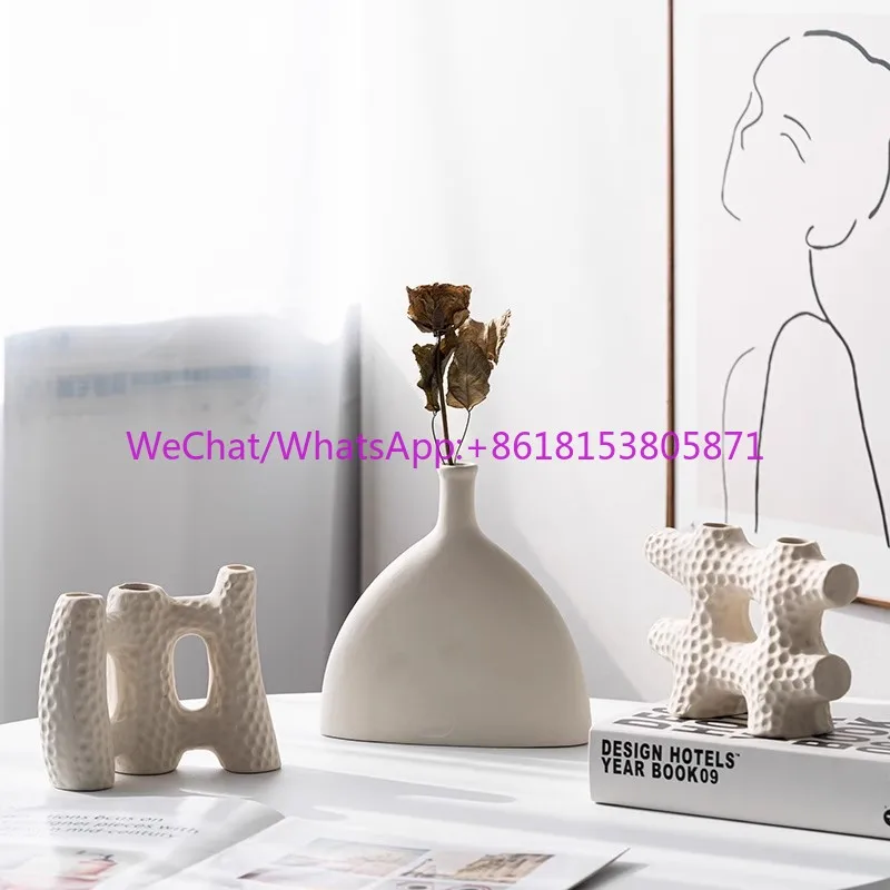 Wabi Sand Wind Ceramic Vase Ornament Living Room Flower Arrangement Homestay Clothing Store Premium Sense