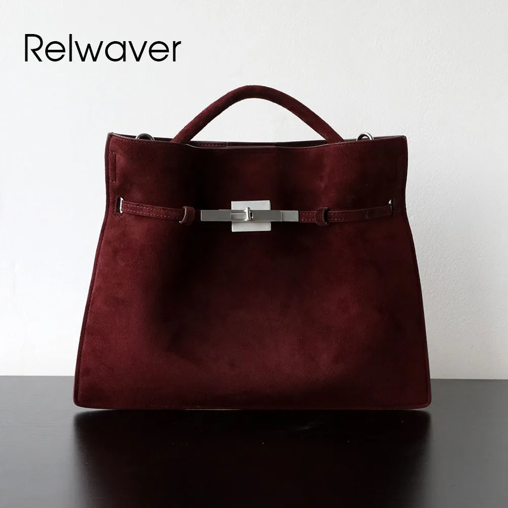 Relwaver bolsa de ombro feminina camurça couro fino mensageiro sacos 2025 inverno moda bolsa chique grande cruz corpo saco