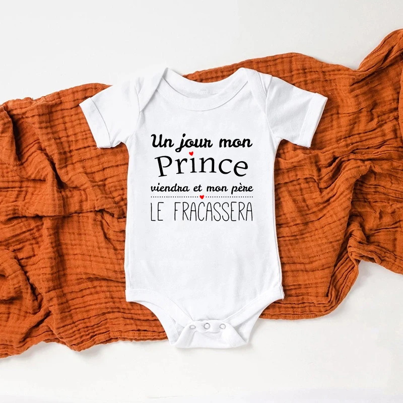 

One Day My Prince Will Come Printed Funny Newborn Baby Bodysuits Cotton Infant Girls Body Jumpsuit Summer Rompers Outfits