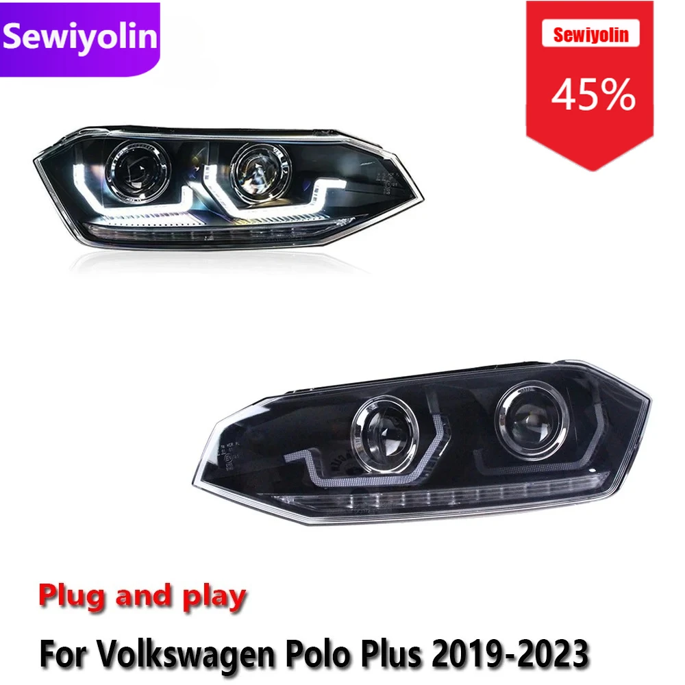 

Car DRL LED Headlight Assemblies For Volkswagen Polo Plus 2019-2023 Fog DRL Brake Turn Signal Lamp Plug And Play
