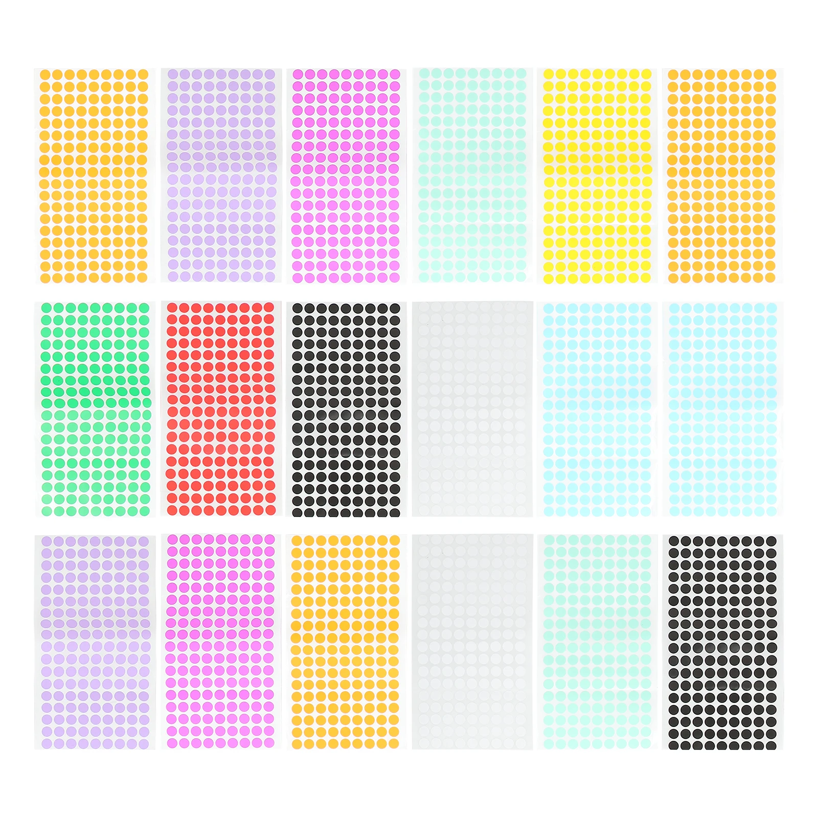 

18 Sheets Round Label Sticker Color Dot Various Stickers Small Paper Cute Toddler