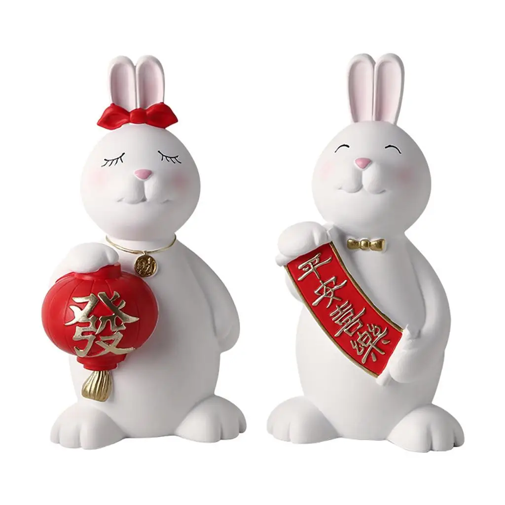 Chic Bunny Figurines, Art Crafts Ornaments Bunny Statues, Rabbit Sculpture for Decor Stand
