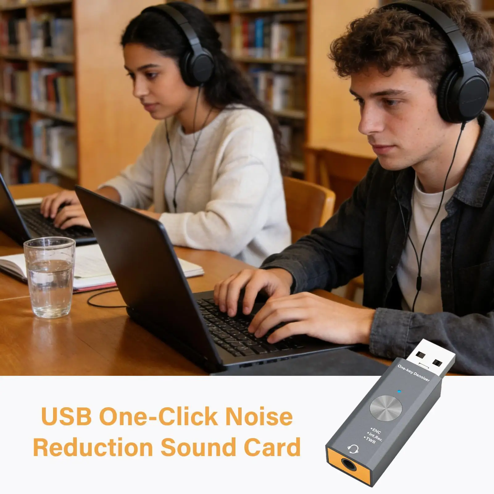 Sound Card For PC USB To 3.5mm Noise Reduction Adapter USB Sound Card For Studio Podcast Game Live Streaming Music Production