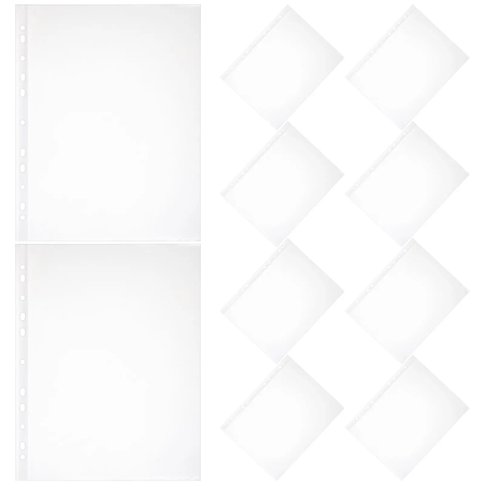 

100Pcs Plastic Page Protectors Clear Binder Sleeves for A4 Loose Leaf Folders Dustproof Waterproof Document Storage File Folder