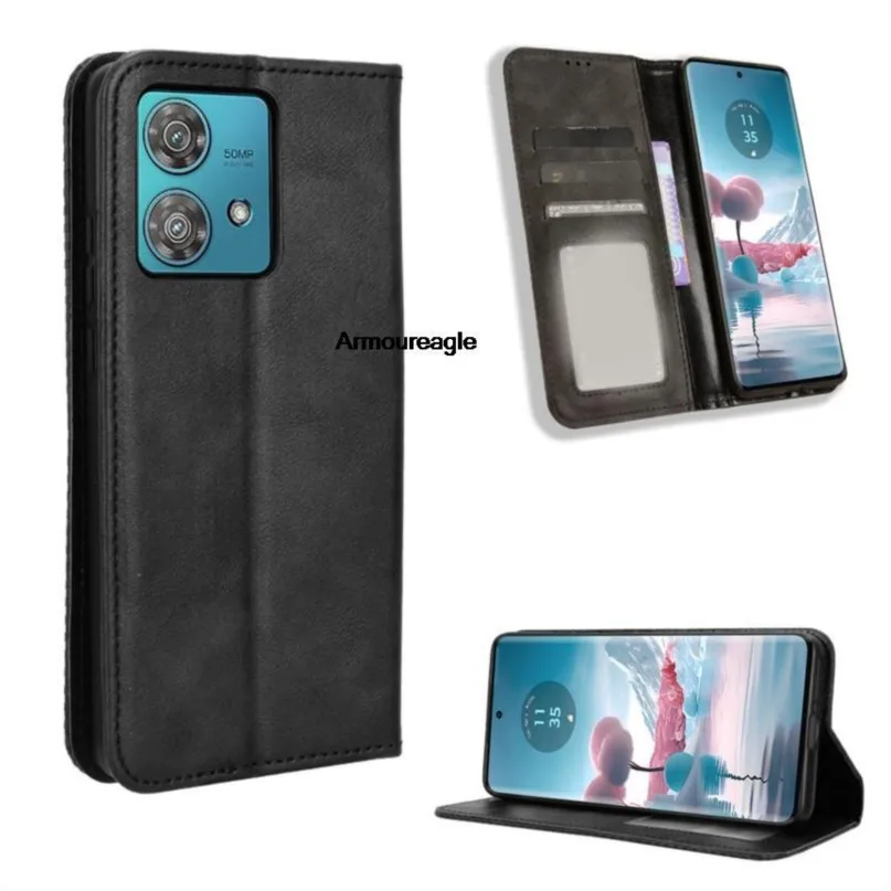 guard on for motorola moto edge 40 neo luxury flip pu leather wallet magnetic adsorption case for moto edge 40neo phone bags