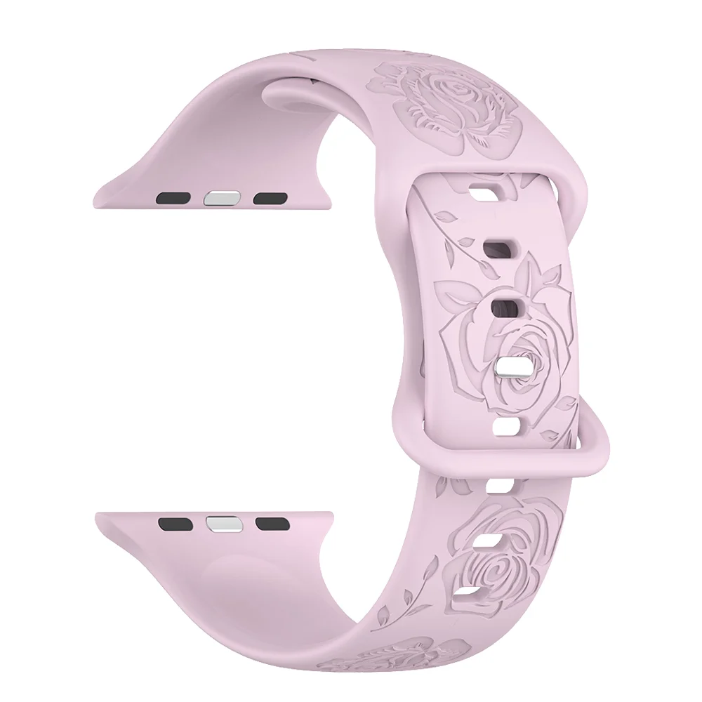 

Rose Pattern Strap For Apple Watch 44mm 45mm 40mm 41mm 42-38mm 45 mm sport bracelet iwatch series 8 7 6 5 4 3 SE 9 Ultra 2 49mm