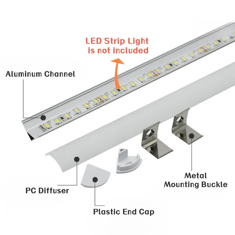 5/10pcs 8x8mm Ultra Narrow LED Aluminum Profile For 5050 3528 V-Type Channel Milky PC Cover Holder Cabinet Shelf Bar Strip Light