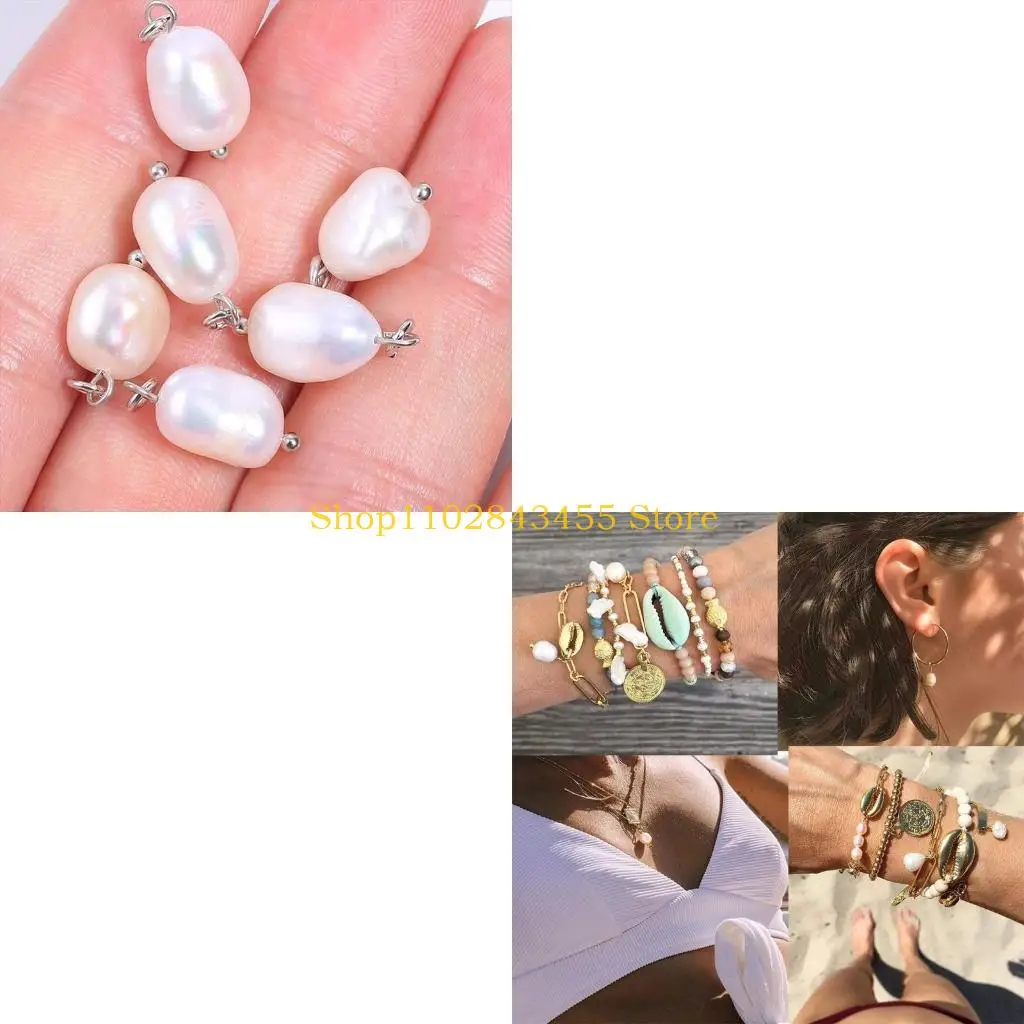 49MC 6Pcs Baroque Freshwater Pearl Charms Irregular Shaped Pendant Loose Beads for DIY Jewelry Making Earrings Bracelet Necklace