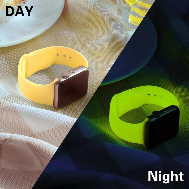 Silicone Glow Luminous Band Straps For Applewatch iwatch SE 345678 Sport Loop Bracelet Belt 38 40 41 42 44 45mm For iwatch Ultra