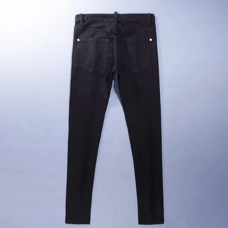 y2kFashionable new men's black jeans, nostalgic stretch slim fit jeans, high street hip-hop brand pants, Y2K