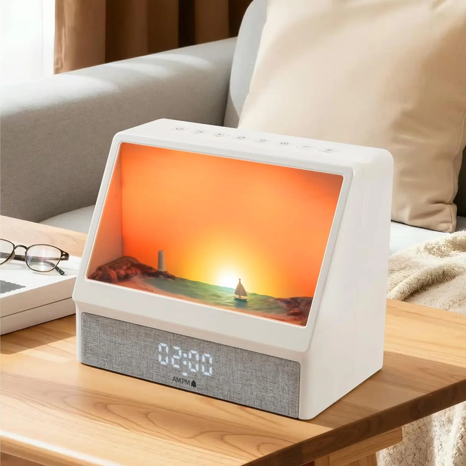 Sunrise Wake Up Light Alarm Clock 12 Soothing Sounds Snooze 12/24H Display Power Adapter Gift For Teens Adults Father's Day