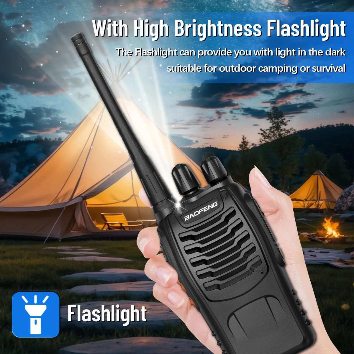 Baofeng Long Range Walkie Talkies for Adults with Earpieces, 16 Channel Rechargeable Handheld Two Way Radio Walky Talky with Flashlight VOX for Adventure Family Camping Hiking Skiing Cruise view 4