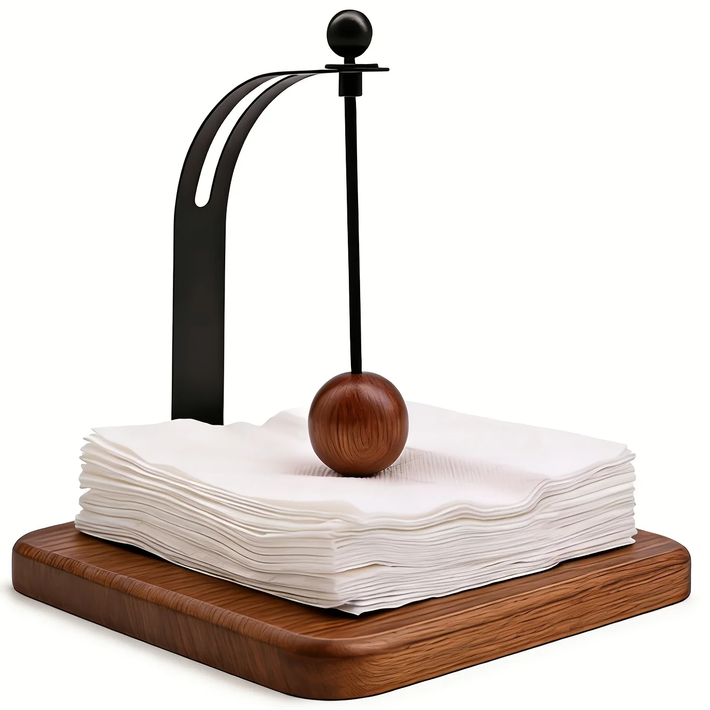 1PC Elegant Metal Napkin Holder with Spherical Knob | Sleek Black End, Ideal for Dining Table, Bedside Table, Living Room, Hotel