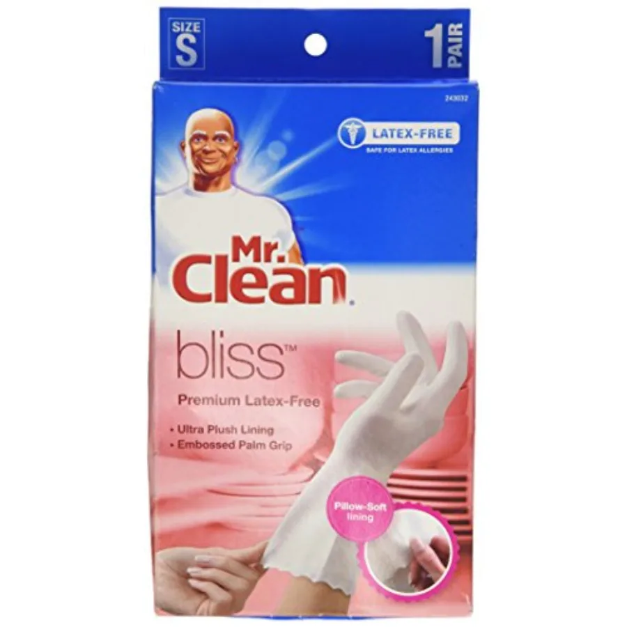 

Mr. Clean Bliss Premium LatexFree Gloves Small 4 Pair Ideal for Household Cleaning Dishwashing and DIY Projects Provides Superi