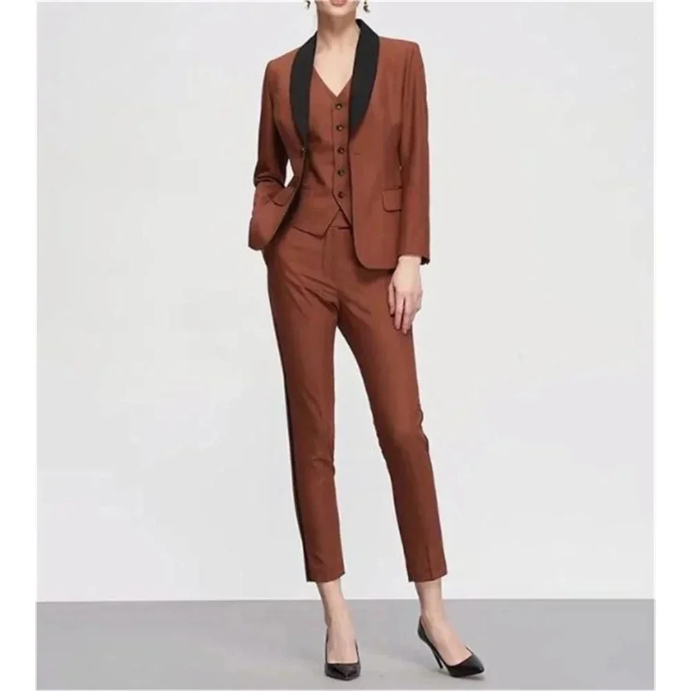 

Women Business Suits Blazer Terno Jacket Pants Vest Three Piece Single Breasted Black Shawl Lapel Outwear Fashion Costume