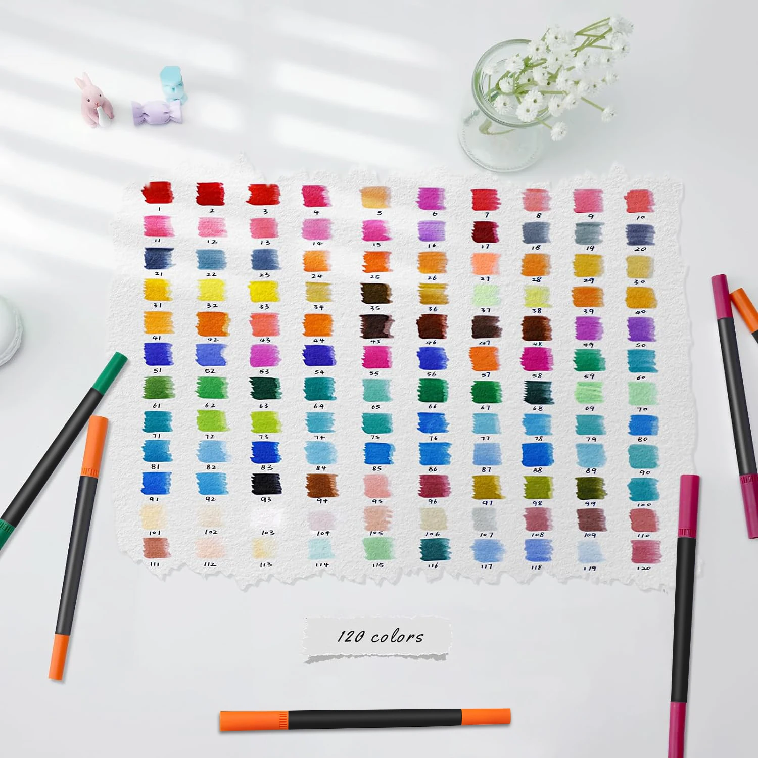 Dual Brush Marker Pens,72/120/168 Colors Art Markers Set with Fine Tip and Brush Tip for Adult Coloring Book Bullet Journaling