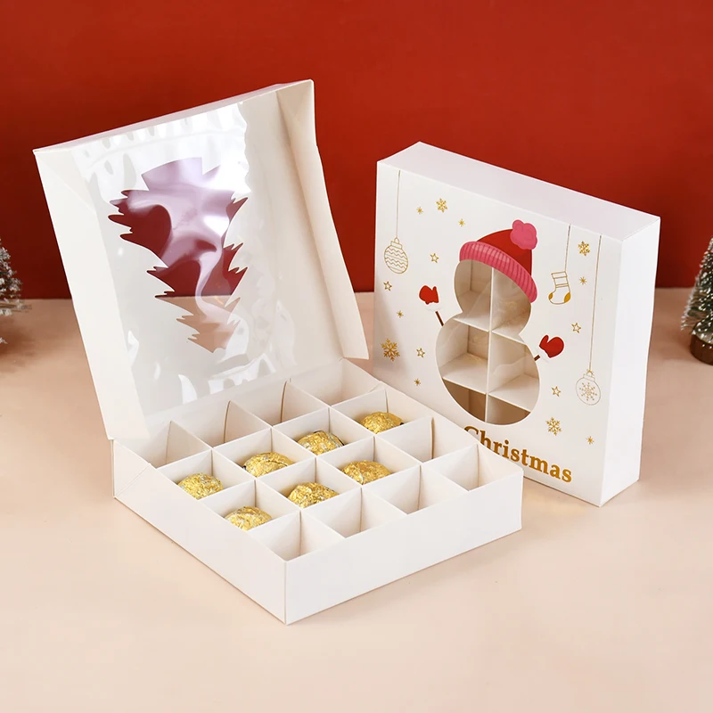 16cells Christmas Candy Box Hollow Box Chocolate Box Christmas Tree Snowman Elk Snowflake Cartoon Character Xmas Navidad Supply