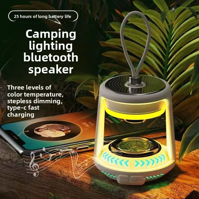 Lampa kempingowa Bluetooth, mała, przenośna, wielofunkcyjna, wodoodporna, ładowalna lampa kempingowa