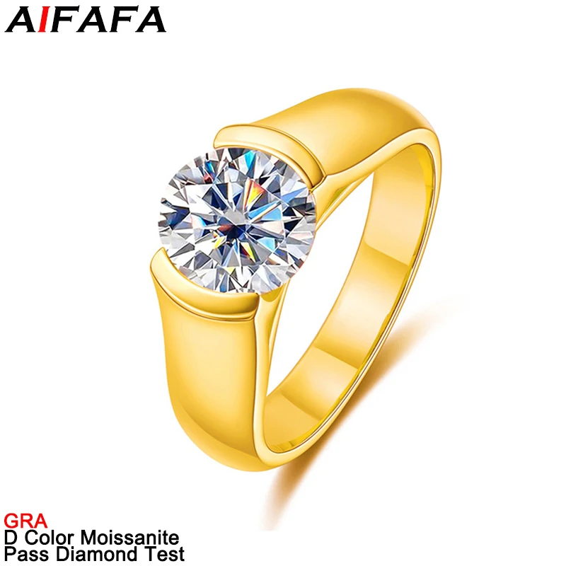 

Stunning 2 Carat D Color Moissanite Diamond Rings Moissanita Ring Plate 18k Gold Gifts Fine Jewelry GRA